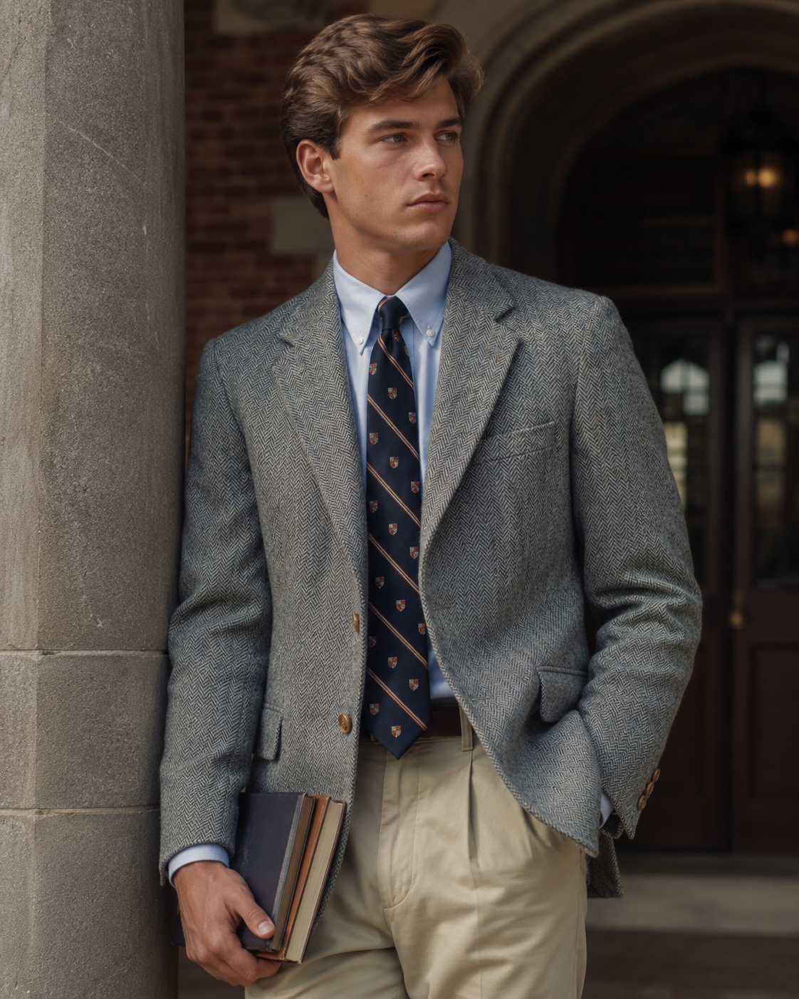 Ben Silver Charleston Blue Grey Herringbone Harris Tweed Sport Coat Sz 43R