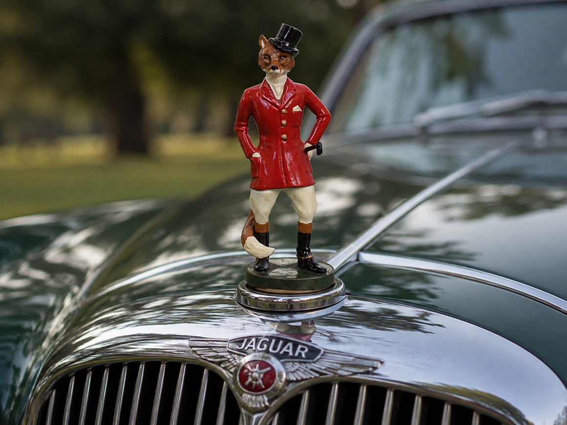 Lejeune Gentleman Fox, Enamelled Large Car Mascot