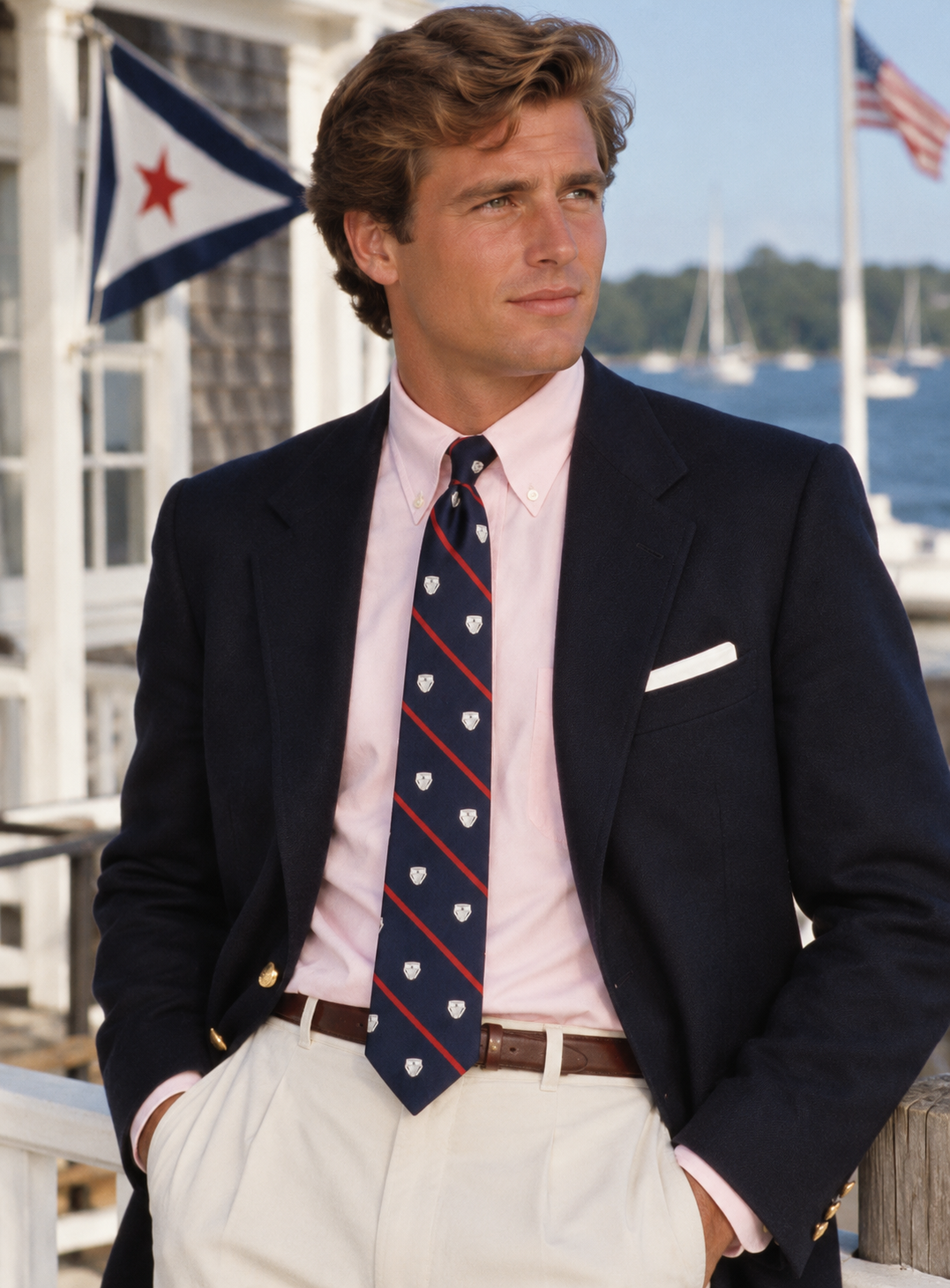 "O'Connell's Navy w/ Red Repp Stripe Jockstrap Print Club Tie"