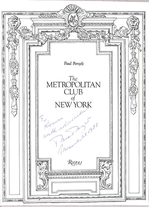 "The Metropolitan Club Of New York" 1982 PORZELT, Paul (INSCRIBED)