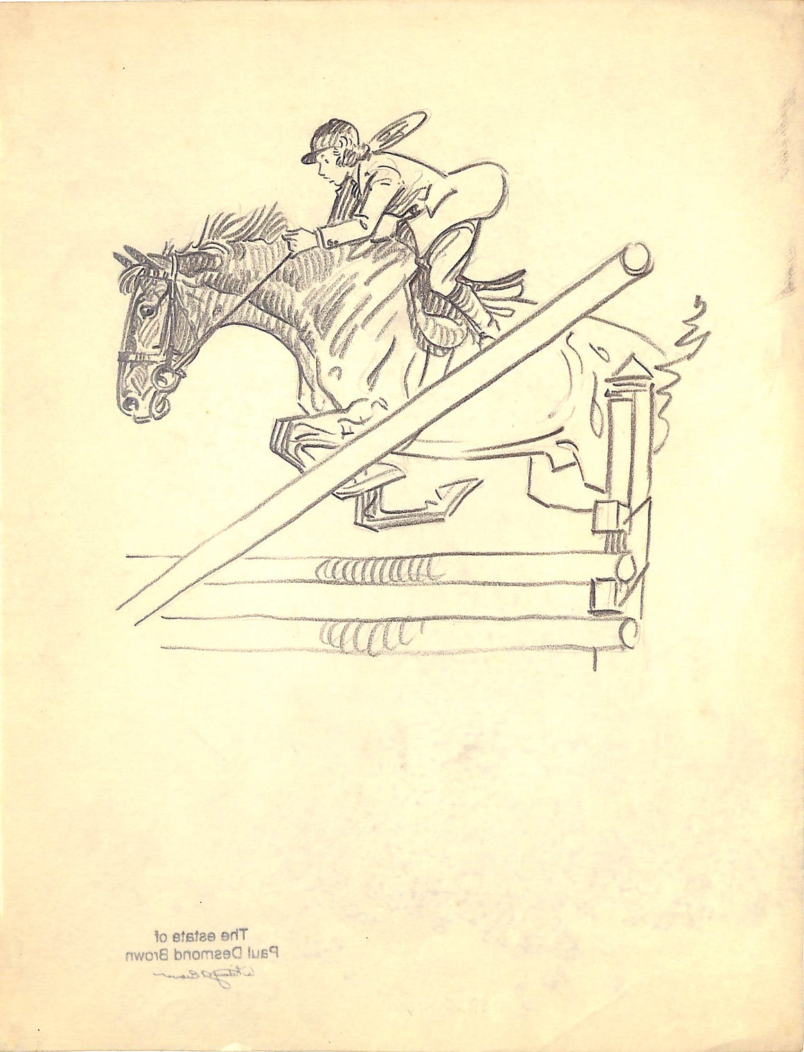 Original 1944 Pencil Drawing From Hi, Guy! The Cinderella Horse By Paul Brown 1