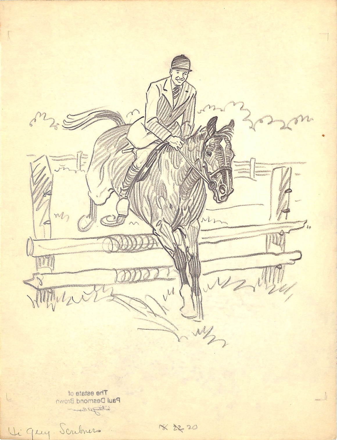 "Original 1944 Pencil Drawing From Hi, Guy! The Cinderella Horse By Paul Brown" 2