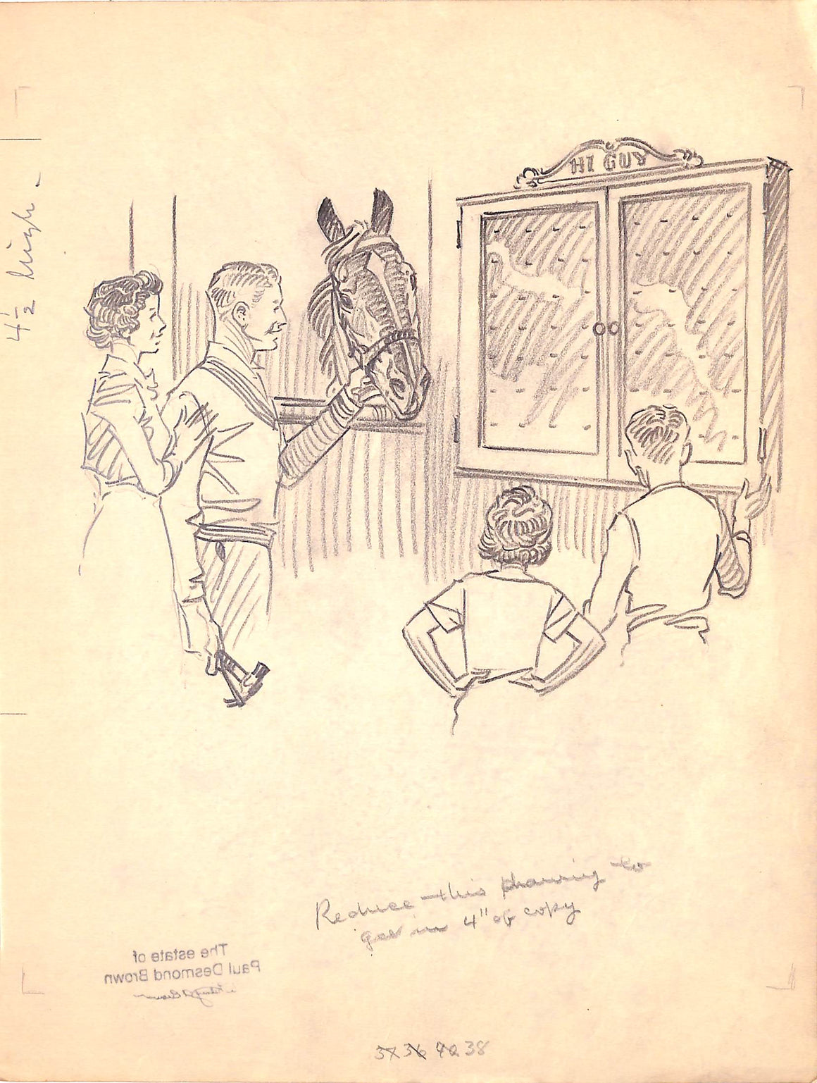 Original 1944 Pencil Drawing From Hi, Guy! The Cinderella Horse By Paul Brown 35