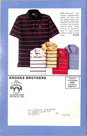 "Brooks Brothers Men's And Boys' Clothing And Furnishings Spring And Summer" 1977