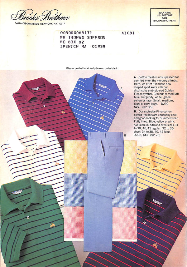 "Brooks Brothers Summer 1982 Catalog"
