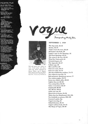 "Vogue-Paris Openings-American Fashions" September 1939
