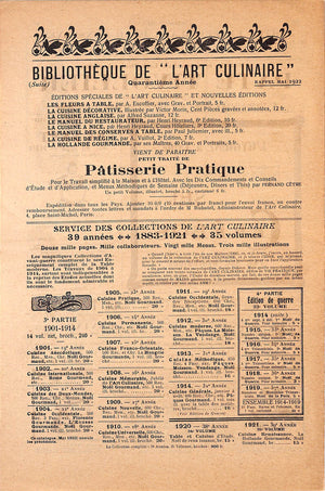 L'Art Culinaire Juin 1922 Menu/ Newspaper