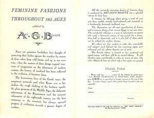 "Feminine Fashions Throughout The Ages Order Form"