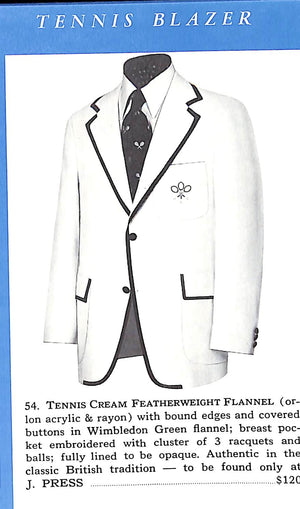 "J. Press Cream Flannel Tennis Club c1975 Blazer w/ Grosgrain Piping" Sz: 41S (SOLD)