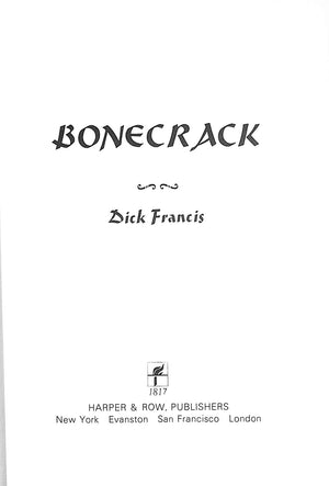"Bonecrack" 1971 FRANCIS, Dick