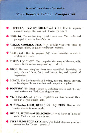"Mary Meade's Kitchen Companion The Indispensable Guide To Modern Cooking" 1955 CHURCH, Ruth Ellen