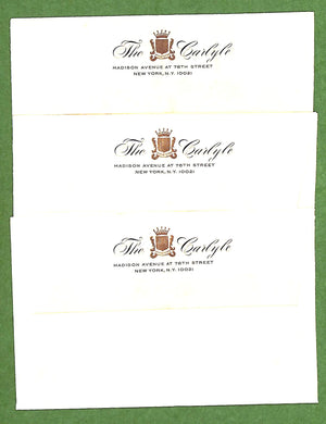"The Carlyle Hotel Letterhead Stationery Set"