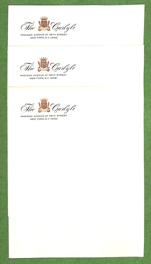 "The Carlyle Hotel Letterhead Stationery Set"