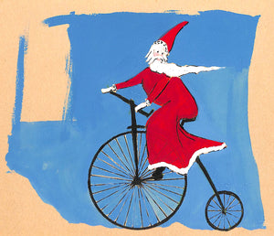 Lanvin Paris x Santa Riding Bicycle c1950s Advertising Artwork