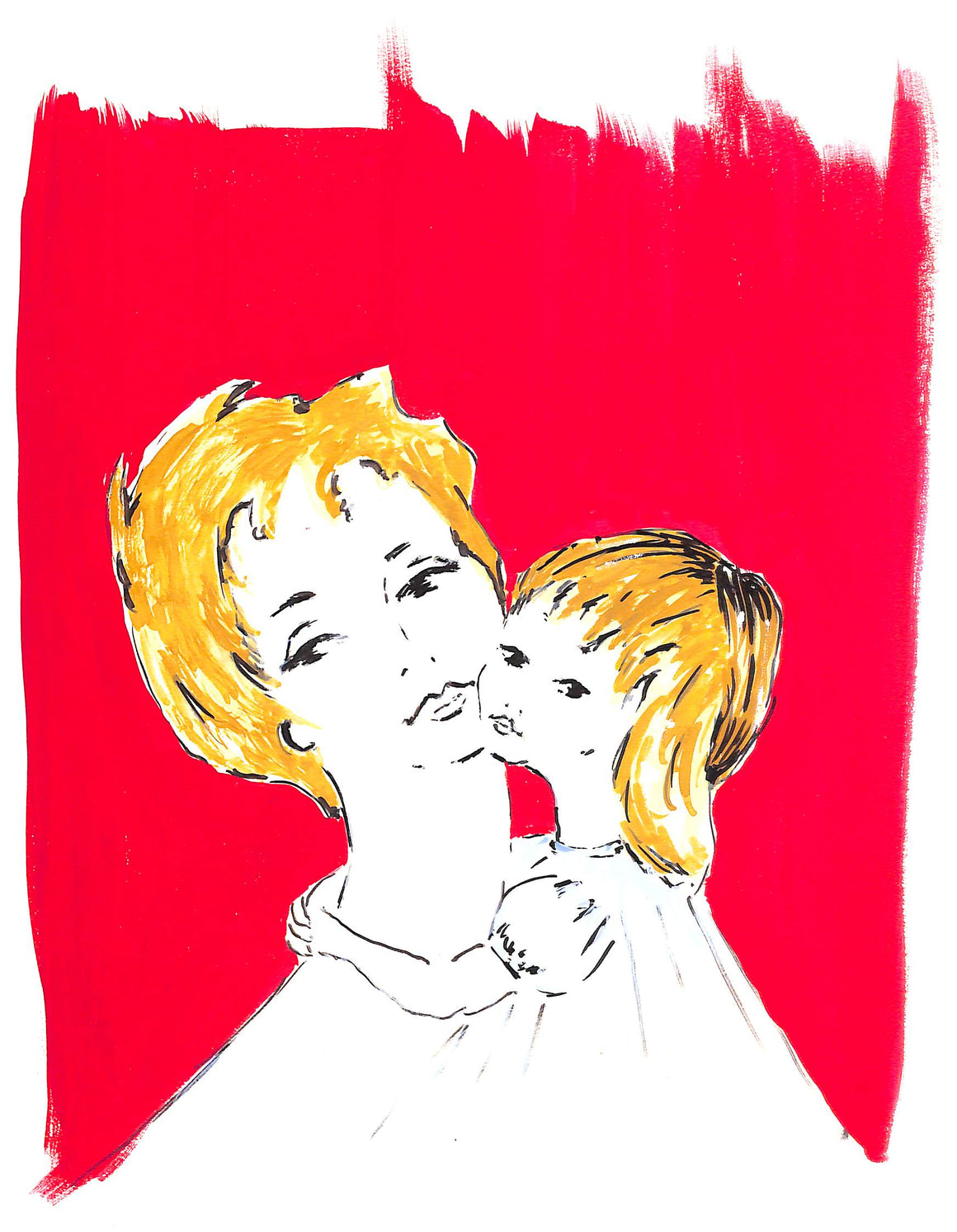 Lanvin Paris Mother & Daughter c1950's Artwork