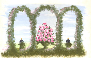 Lanvin Paris Floral Perfume Bottle w/ Butterflies Reversing To Pink Bouquet Artwork