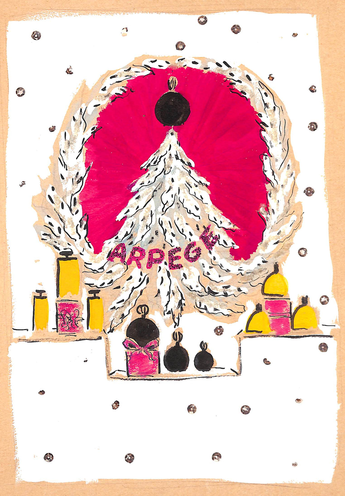Lanvin Paris Arpege Perfume Christmas Tree c1950s Artwork