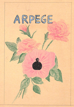 Lanvin Paris Arpege Perfume w/ Pink Flower c1950s Artwork