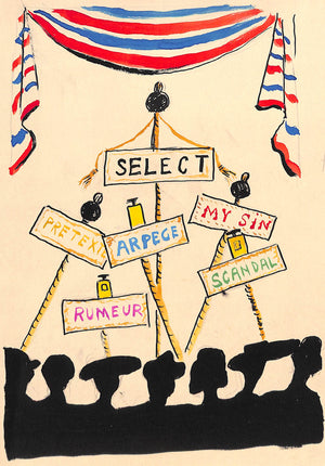 Lanvin Paris Select: Arpege/ My Sin/ Pretexte/ Rumeur/ Scandal c1950s Artwork