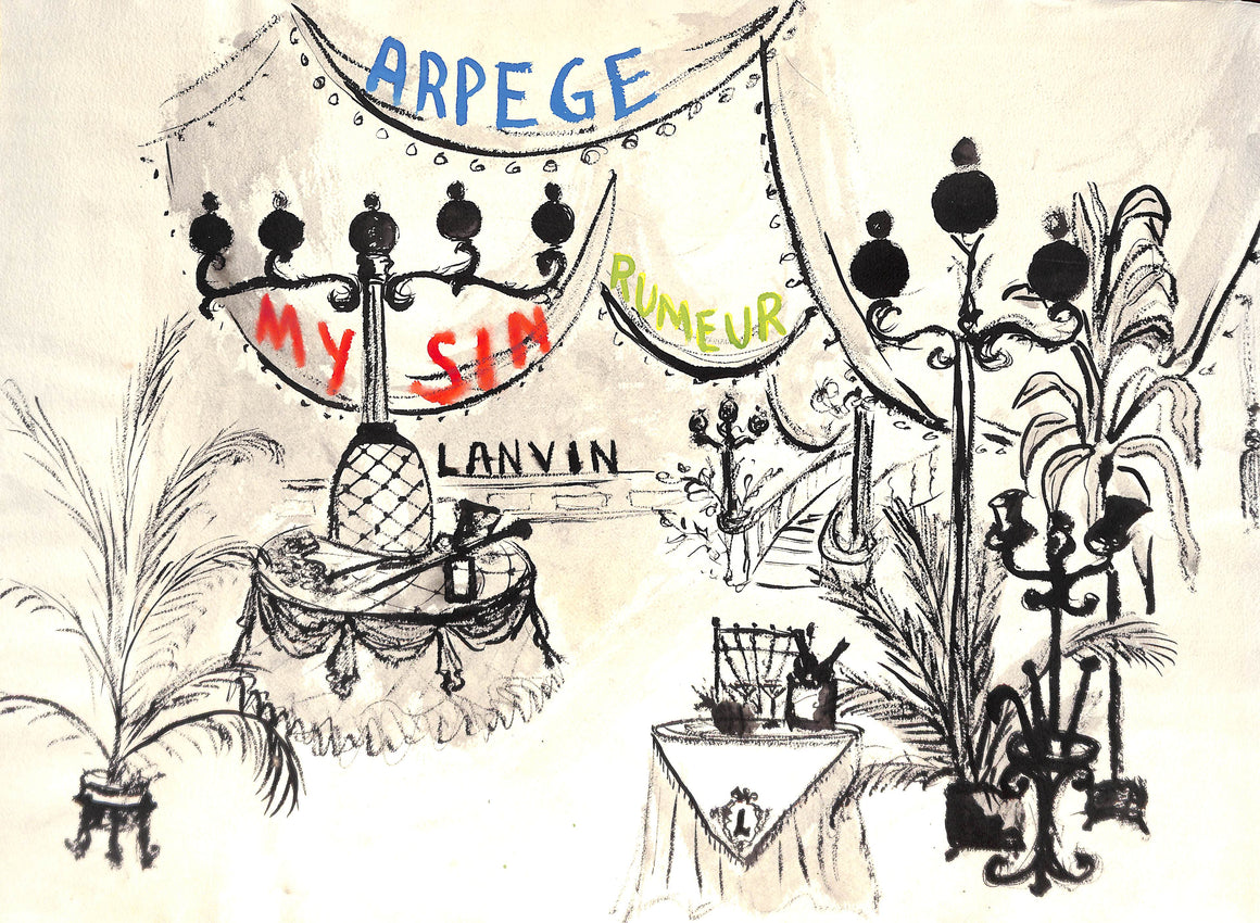 Lanvin Paris Arpege/ My Sin/ Rumeur Perfume c1950s Artwork