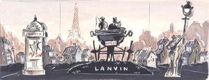 "Lanvin Paris Arpege/ My Sin Perfume Evening Boulevard Scene c1950s Artwork"