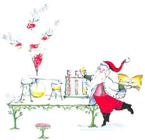Lanvin Paris Santa w/ Perfume Bottles c1950s Artwork