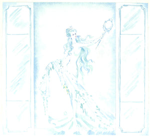 "Lanvin Paris Aquamarine Goddess c1950s Artwork"