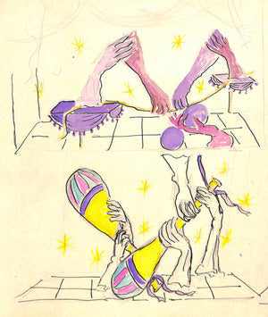 Lanvin Paris Pink/ Yellow Display Arms c1950s Artwork