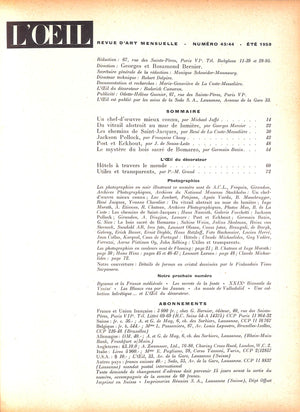 L'ŒIL Revue D'Art Numeros 43/44 Juillet-Aout 1958