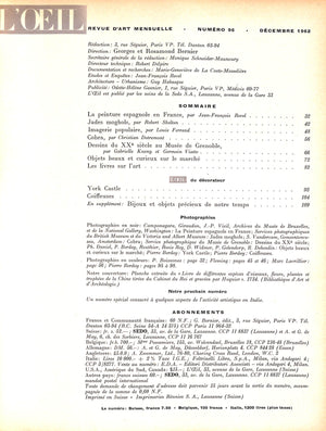 L'ŒIL Revue D'Art Numero De Noel No96 Decembre 1962