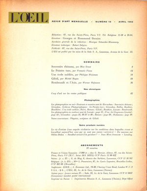 L'ŒIL Revue D'Art Numero 16, Avril 1956