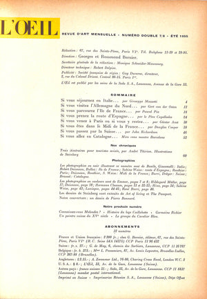 L'ŒIL Revue D'Art Numero 7/8 Juillet-Aout 1955