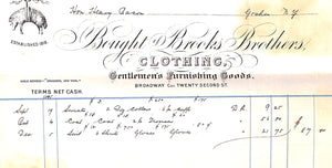 Brooks Brothers c1895-96 Bill Of Sale w/ Payment Receipt