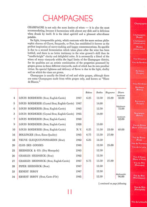 "Jack & Charlie's 21 Wine List" 1954 KRIENDLER, Maxwell A [edited by]