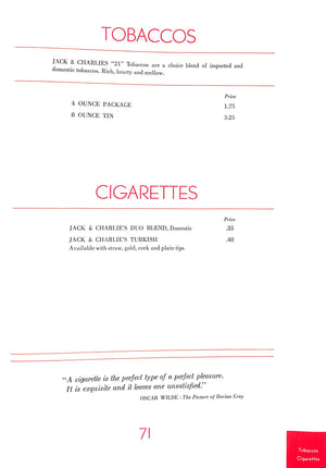 "Jack & Charlie's 21 Wine List" 1954 KRIENDLER, Maxwell A [edited by]