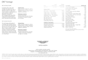 "Aston Martin DB7 Vantage Catalogue" (SOLD)
