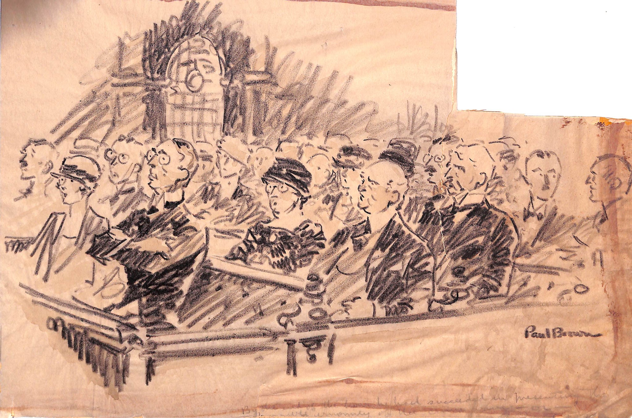 Paul Brown Church Congregation Pencil Drawing
