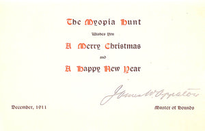 "Meet Of The Myopia Hunt Club Hounds Columbus Day, 1911 Christmas Card"