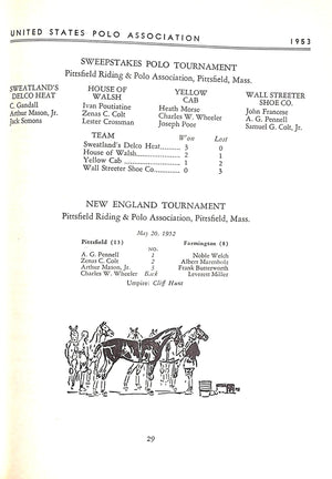 United States Polo Association 1953 Yearbook