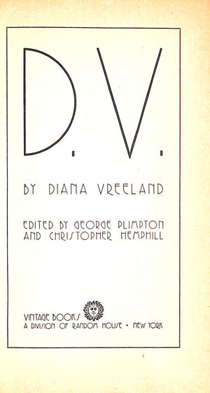 "D.V." 1985 VREELAND, Diana
