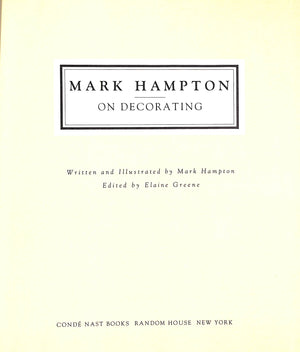 "Mark Hampton On Decorating" 1989 HAMPTON, Mark