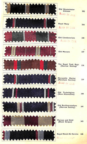 "Regimental Club & Old Boys' Colours Neckwear Swatchbook" Welch Margetson