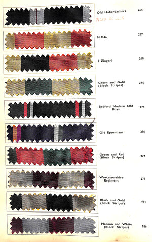 "Regimental Club & Old Boys' Colours Neckwear Swatchbook" Welch Margetson