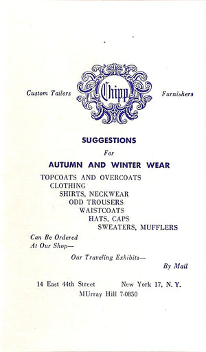 "Chipp Suggestions For Autumn And Winter Wear c1950s Catalog"