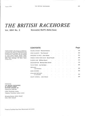 The British Racehorse: Doncaster/Goff's Sales Issue 1974