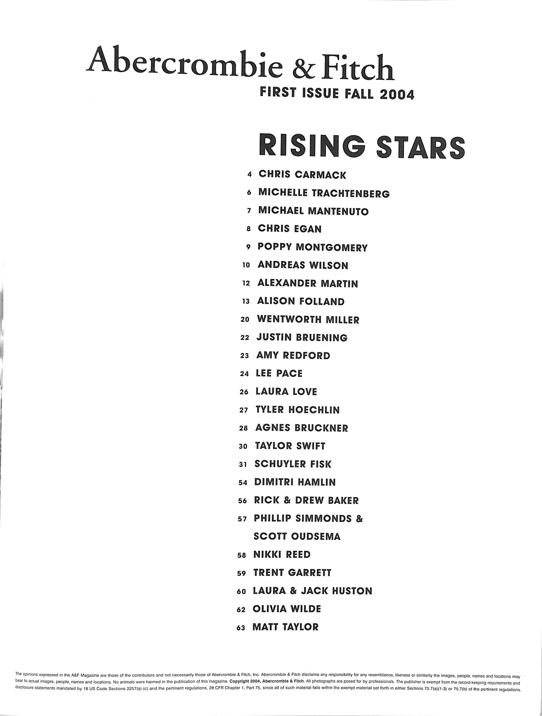 Abercrombie & Fitch Sky. Nature. Grass First Issue Fall 2004 Rising St