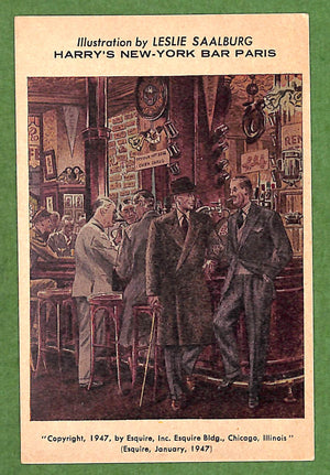 "Illustration By Leslie Saalburg Harry's New-York Bar Paris 1947 Postcard"