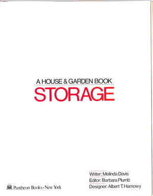 "Storage- A House & Garden Book" 1978 DAVIS, Melinda [writer] & PLUMB, Barbara [editor]