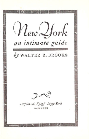 "New York: An Intimate Guide" 1931 BROOKS, Walter R.