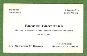 Brooks Brothers Salesman's Calling Card